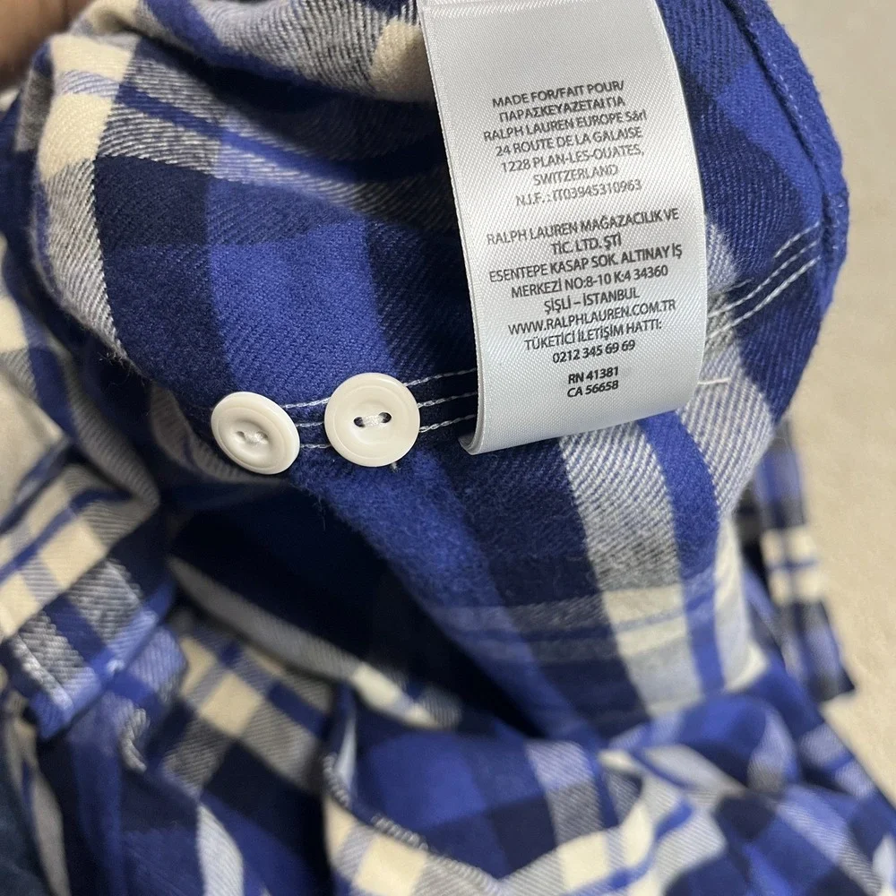 POLO RALPH LAUREN CLASSIC FIT PERFORMANCE FLANNEL SHIRT BLUE MENS 2XL EUC